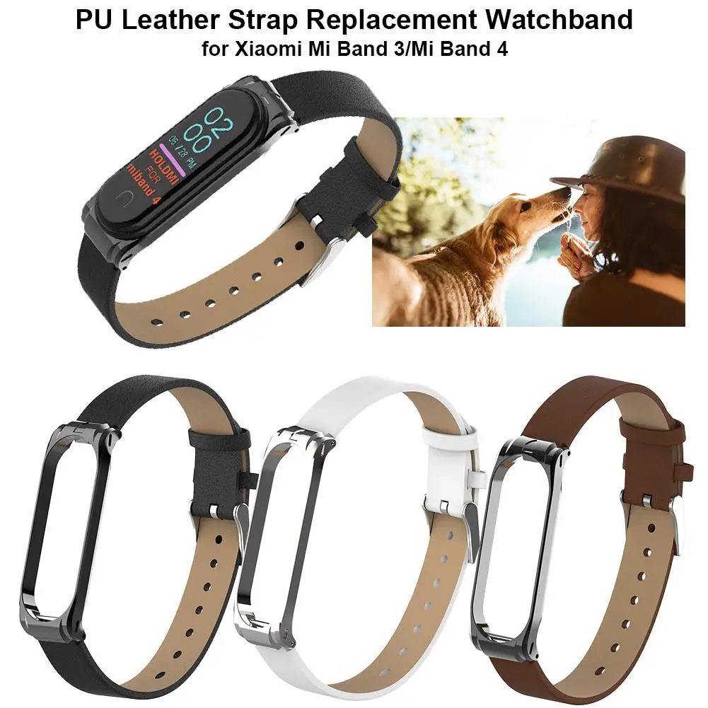 PU кожаный ремешок mi Band 4 наручные часы браслет Замена для Xiaomi mi Band 3 умные браслеты mi Band 4 ремешок mi 3