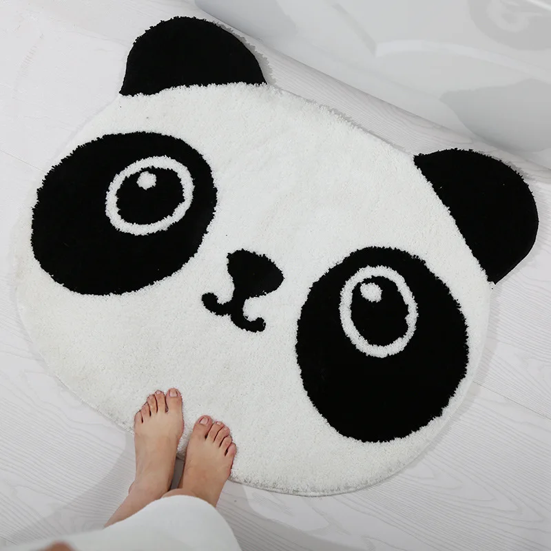

Panda Shape Microfiber Bath Mat Super Soft Absorbent Bathroom Door Mat Rug Bedroom Kitchen Non-slip Floor Mat