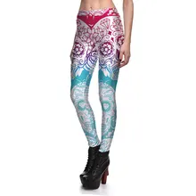 JIGERJOGER Зима Хэллоуин серии stampa леггинсы с черепами свежий розовый выцветший цвет Мандала Цветочный узор беговые джеггинсы