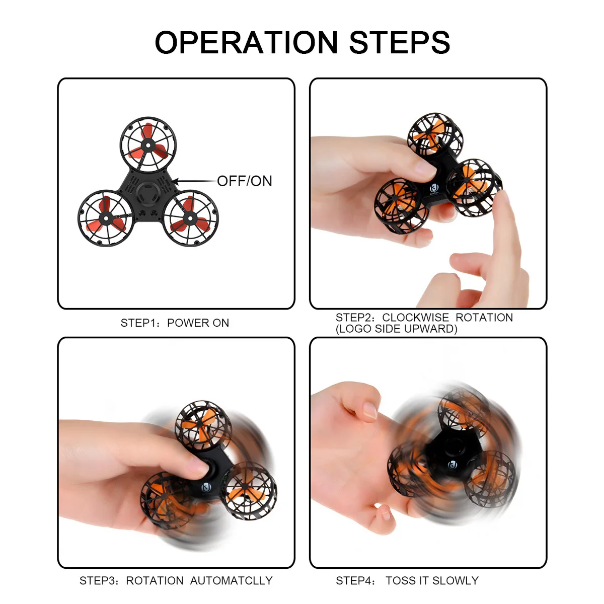 Creative Flying Fidget Spinner Toy for Kids USB charging 4 Mode Fly Rotating Jump Stress Relief 3