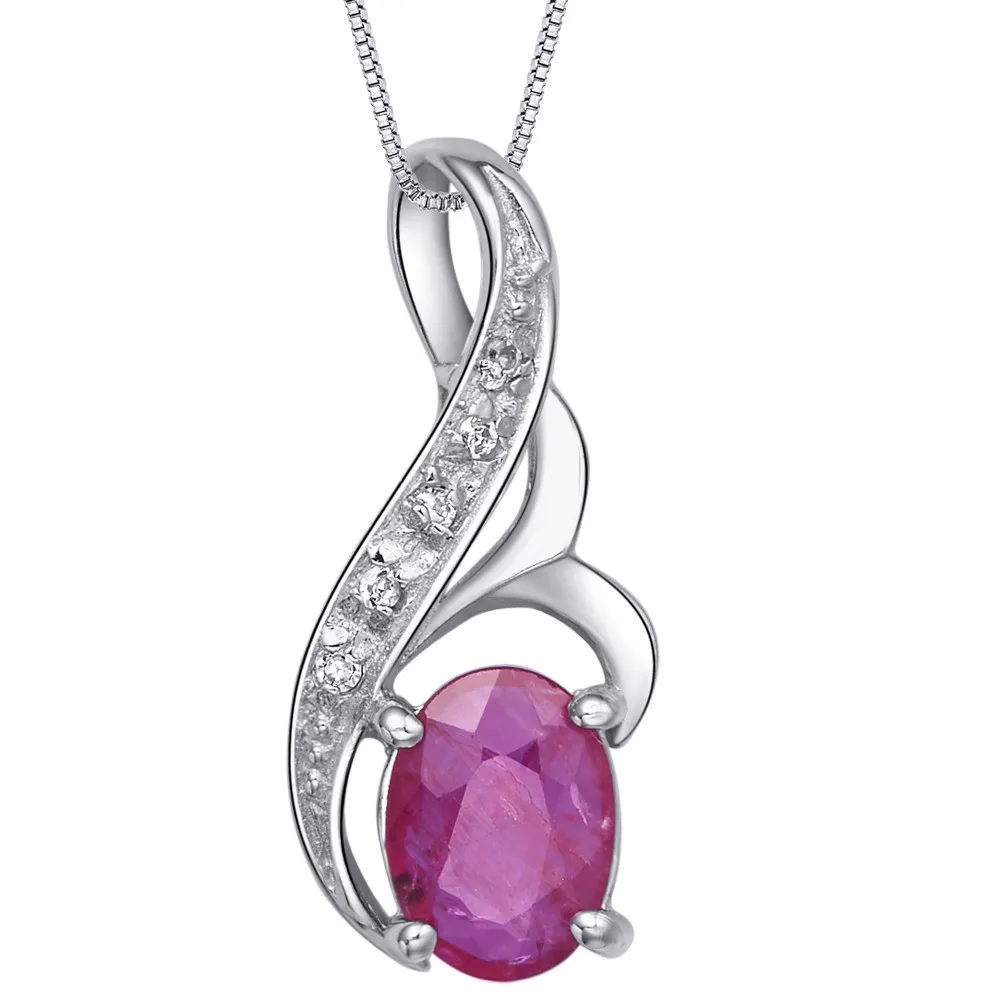 

Natural Ruby Pendant Necklace 925 Sterling silver Woman Fine Elegant Gem Jewelry Girl Birthstone Valentine Gift SP0170R