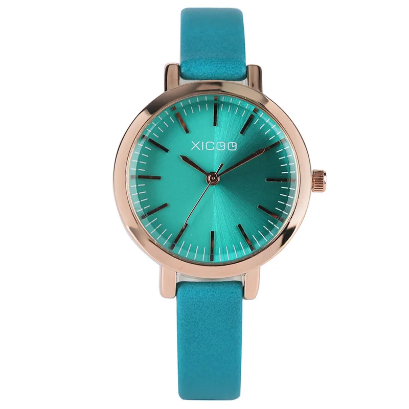 

XICOO New Arrival Simple Fashion Women Quartz Watches Blue/Green Genuine Leather Watchband Casual Elegant Wristwatch Gift Female