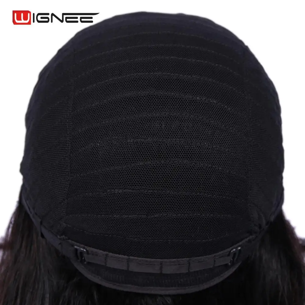 Wignee Short Straight Bob Human Hair Wigs With Free Bangs For Black Women 150% High Density Brazilian Hair Short Bob Human Wigs