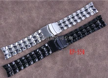 Promoción 22 mm nuevo negro alta calidad pulido Stainless Steel Watch Band correa cierre desplegable hebilla para marca EF-550