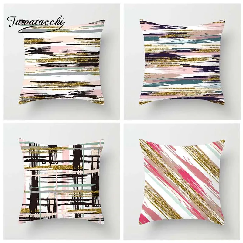 

Fuwatacchi Gradient Striped Printed Cushion Cover Geometric Striped Pillow Cover Multi Color Decorative Pillowcase for Home Sofa