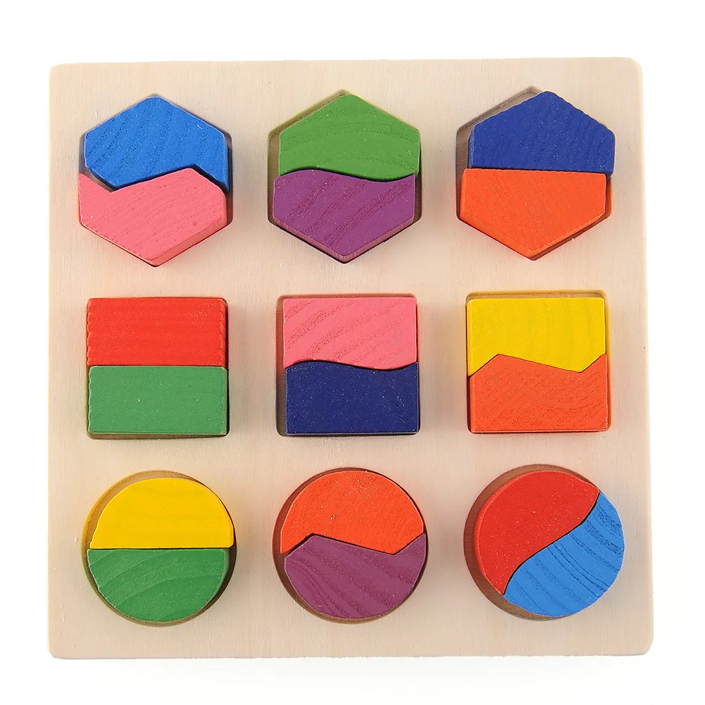 

Wooden Math Geometry Block Montessori Early Learning Intellective Educational Preschool Toy Child Kids Baby Game