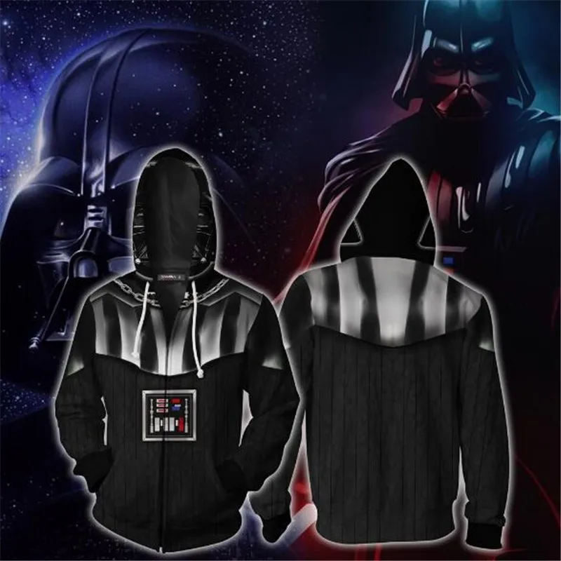 

Star Wars Darth Vader Costume Cosplay Zip Hoodie Cosplay Men's and Women's Casual Sports Sweater 2019 Brand New