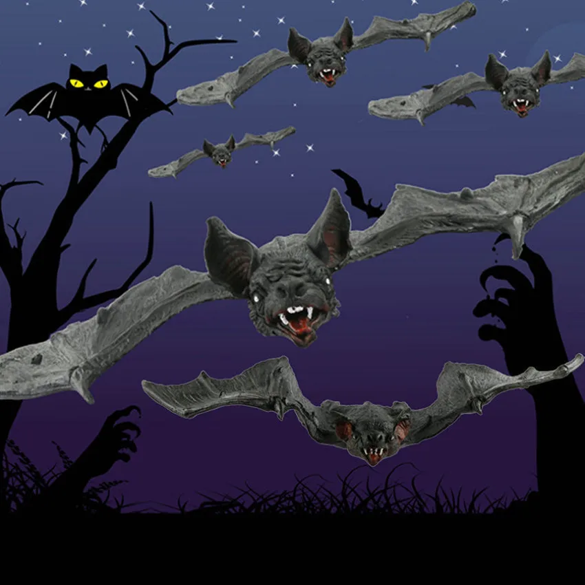 

1PCS Halloween Simulation Bats Toy Entire Air Defense Simulation Animal Party Props Bats Pendant Tricky Halloween Decorations