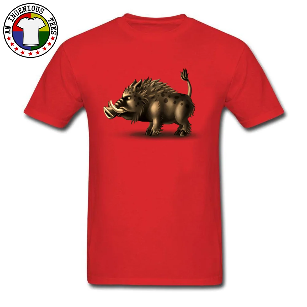 Cotton Fabric Mens Short Sleeve Animal Boar T-shirts Print Tops Shirts On Sale Normal Crewneck Tee Shirt Top Quality Animal Boar red