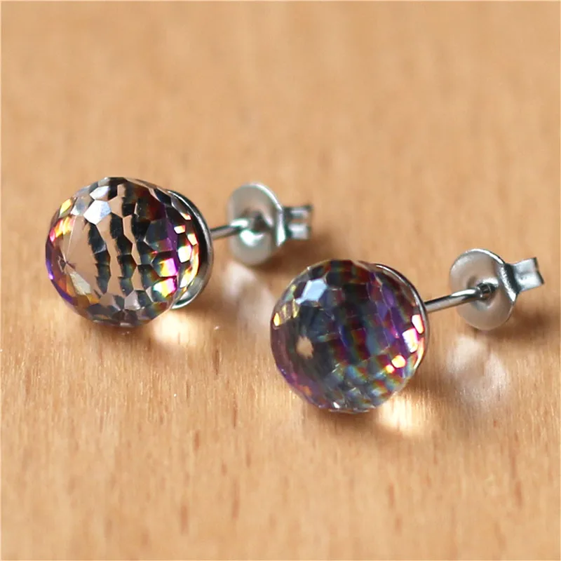 

316 L Stainless Steel Women/men Brief Stud Earrings 8mm Can Change Color From Different Angle