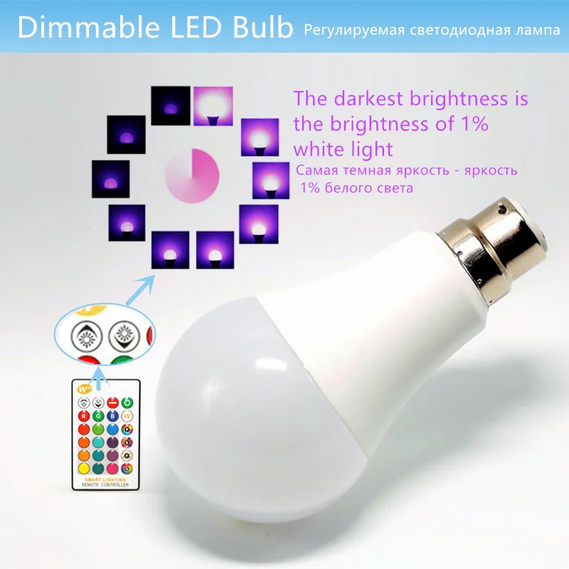 Приглушаемые Светодиодные лампы E27/B22 RGB/RGBW умные светильники с дистанционным