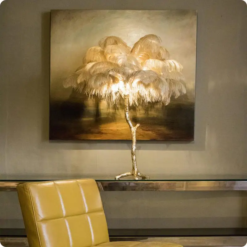 Современный роскошный напольный светильник в скандинавском стиле с изображением ветвей дерева и перьев, высококачественный напольный светильник, торшеры для гостиной, Прямая поставка - Цвет абажура: Ostrich feather