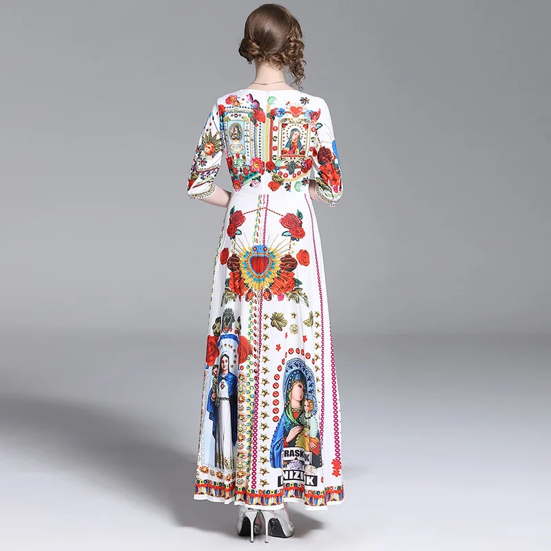 Высококачественное модное дизайнерское Макси платье летнее женское платье с коротким рукавом и цветочным принтом с сердечками роскошное повседневное Элегантное Длинное Платье в стиле ретро