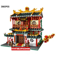 City Street View Chinatown Китайский кунг-фу ушу зал Moc строительный блок модели Мини Дракон Танцы цифры кирпичи коллекция игрушек