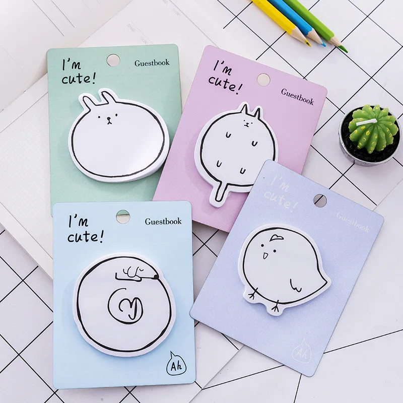 

4Pc Animal Design 30 Pages Memo Pad Novelty Sticky Note Kawaii Stationery Office Message Paper Flags Sticky Notes Stickers Paper