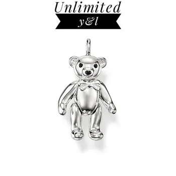 

Movable Arms Legs Teddy Bear with Knot Cute Pendants Silver Fashion Jewelry Accessories Fit Link Chain Necklace Women Men