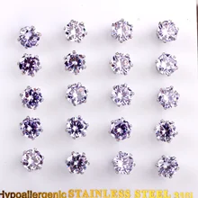 Boucles d'oreilles luxueuses en acier inoxydable, 10 paires de cartes en cristal bleu clair de forme ronde, bijoux, vente en gros, 2020