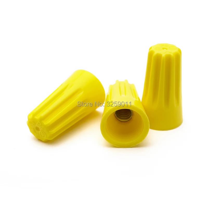 

100PCS Yellow Wire Twist Nut Electrical Connector Terminals Cap Spring Insert 22-10 AWG P4 Closed Terminal Lugs Press Line Cap