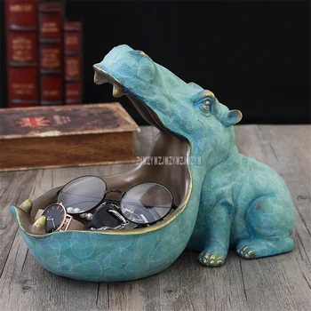 

Abstract Hippopotamus Statue With Storage Funcion Resin Artware Sculpture Ornament For Desk Home Decoration Accessories