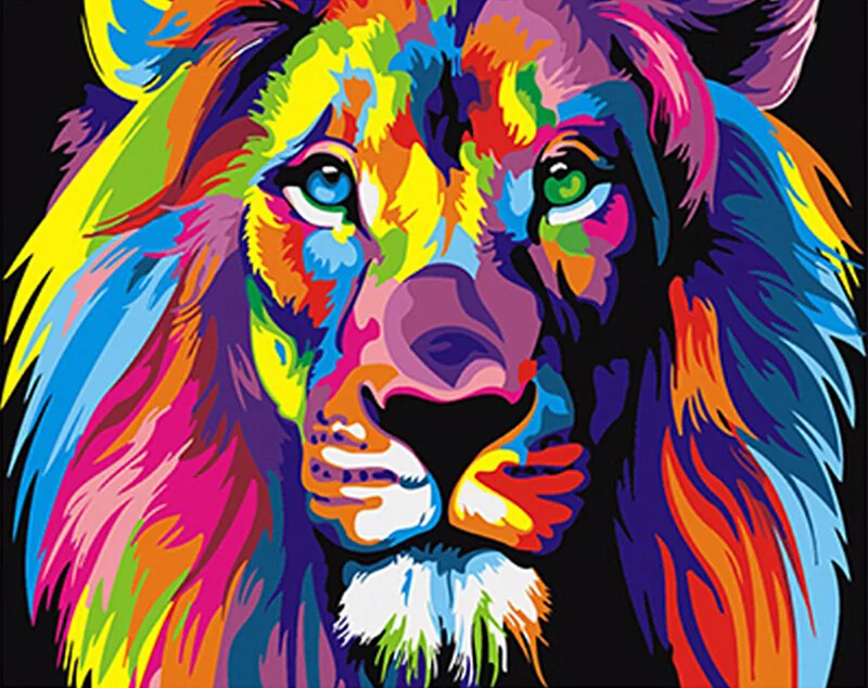 Frameless Colorful Lions Animals DIY Painting By Numbers Unique Gift Modern Wall Art Canvas For Home Decoration 40x50cm | Дом и сад
