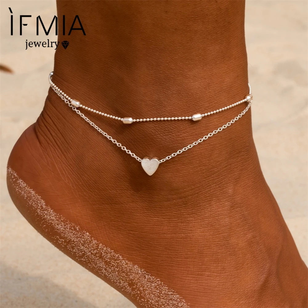 17IF сердце женские браслеты на босую ногу сандалии, вязанные крючком украшение на ногу Новые ножные браслеты на ногу женские ножная цепочка