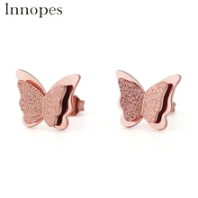 Innopes горячая Распродажа, серьги-бабочки из розового золота, серьги-гвоздики, серьги на свадебную вечеринку для женщин