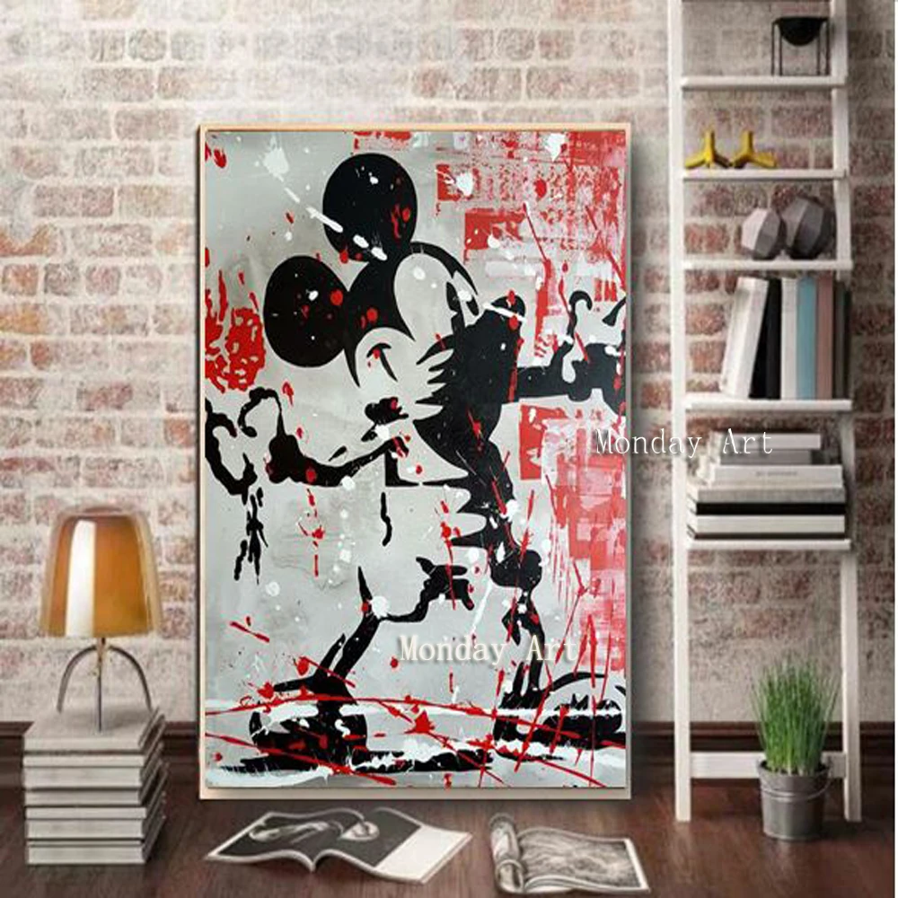 HH hand-drawing-graffiti-pop-art-on-canvas-Banksy-art-good-for-bedroom-decoration
