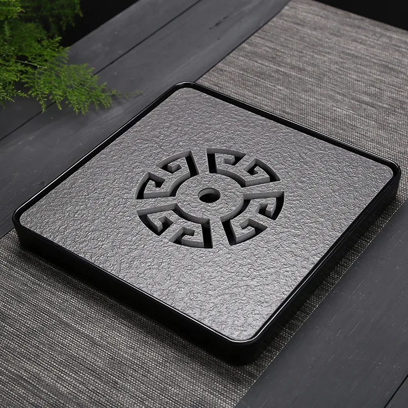 

Melamine and Black Stone kungfu Tea tray with Drainage water storage for puer tea board ,Rectangle and square travel tea sets
