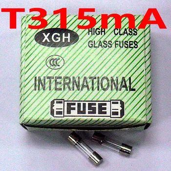 

(100 pcs/lot) T315mA 250V 5 x 20mm Slow Blow Glass Tube Fuse, 315mA.
