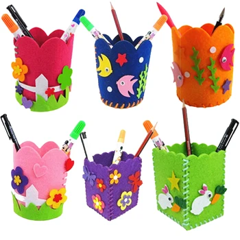

1Pc Creative Cute Handmade Pen Container DIY Pencil Holder Kids Craft Toy Early Educational Handcraft Kit Toy for Kids Children