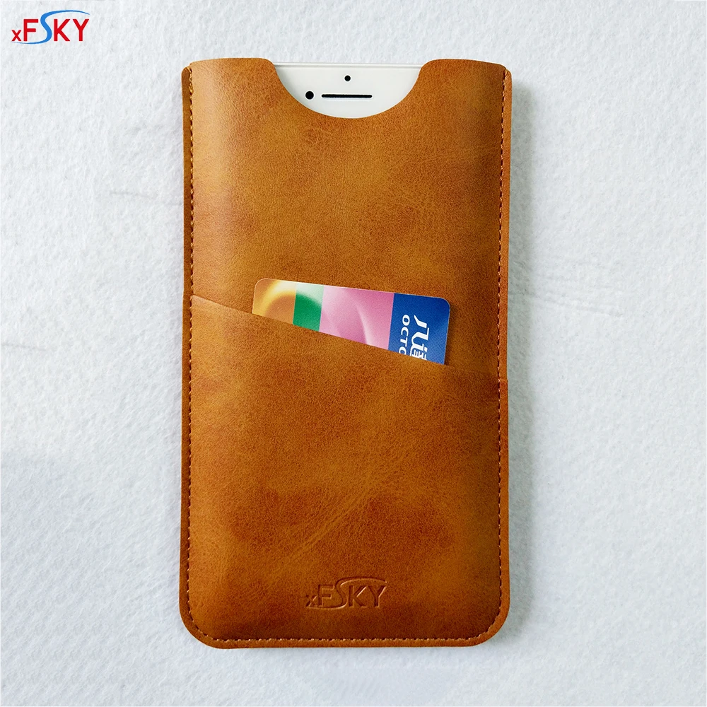 

xFSKY Mobile Phone bag For iphone 6 6s 7 8 plus Simple Style Pocket PU Leather Bussiness Plain Phone Pouch With Card Slot Holder
