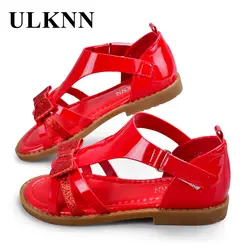 ULKNN/детские сандалии с бантом для девочек; Летняя обувь; сандалии для девочек; пляжная обувь на плоской подошве в римском стиле; детская