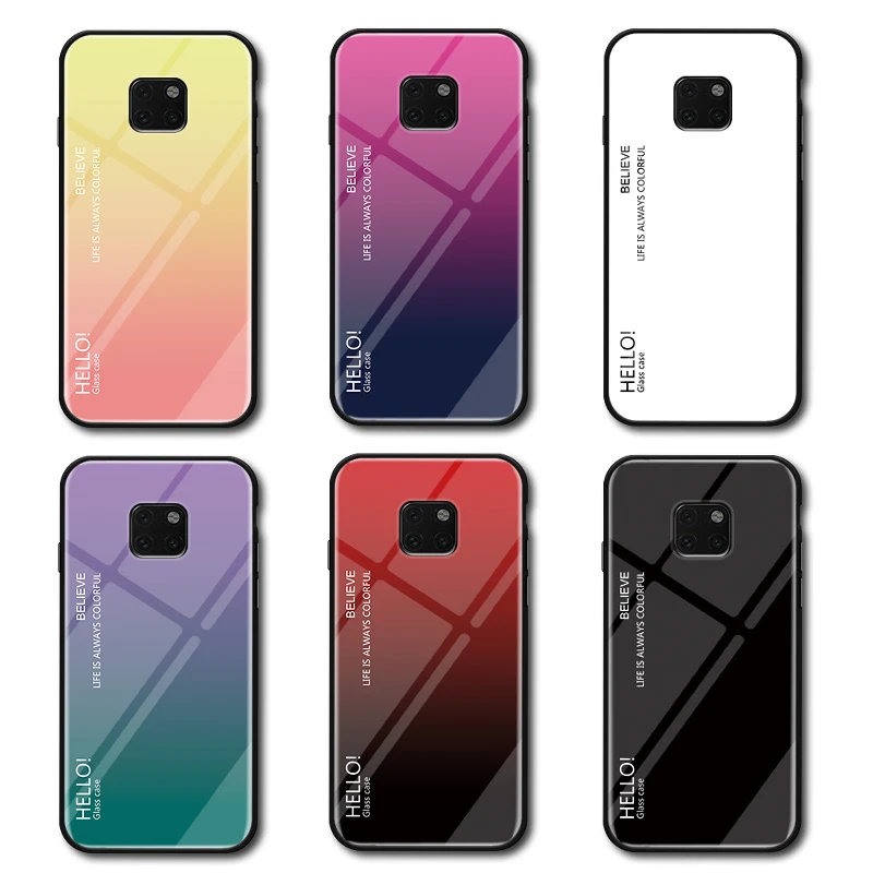

Gradient Tempered Glass Phone Case For Huawei Mate 20 Pro Luxury Colorful Cover For Huawei Mate 20 Lite Case Shell Coque Capa