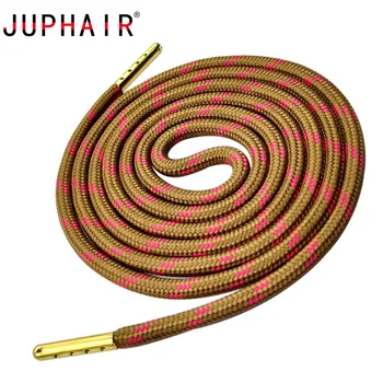 

JUPHAIR Cheap Gold Metal Tip Round Shoelaces Fit All Sport Running Climbing Shoe Laces Wave Point Striped Polyester Shoelaces