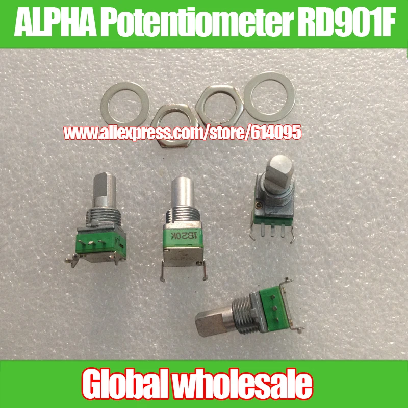 

5pcs ALPHA Precision Potentiometer RD901F-B10K B20K B100K A250K Single Potentiometer / Shaft Length 15MM Axle-half