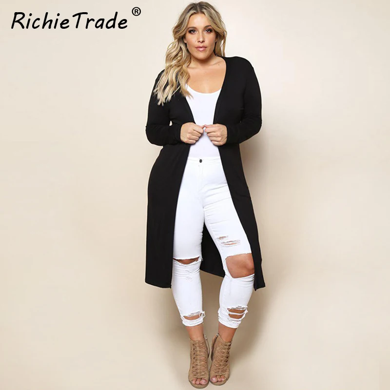 RICHIETRADE Женская куртка твердая Весенняя тонкая черная кардиган пальто 2017 Новая