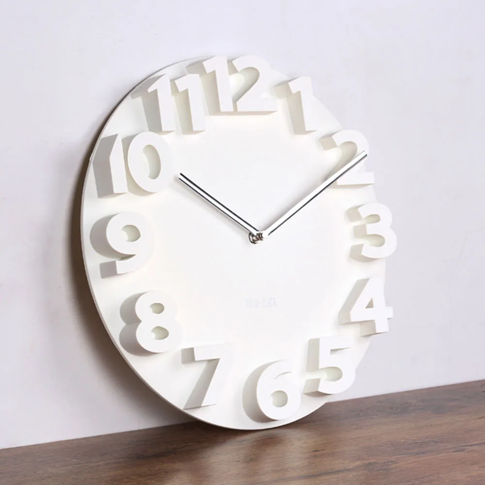 3D круглые настенные часы современный дизайн бесшумные большие цифровые большие декоративные настенные часы подвесные на стену murale кухонные часы домашний декор - Цвет: Белый