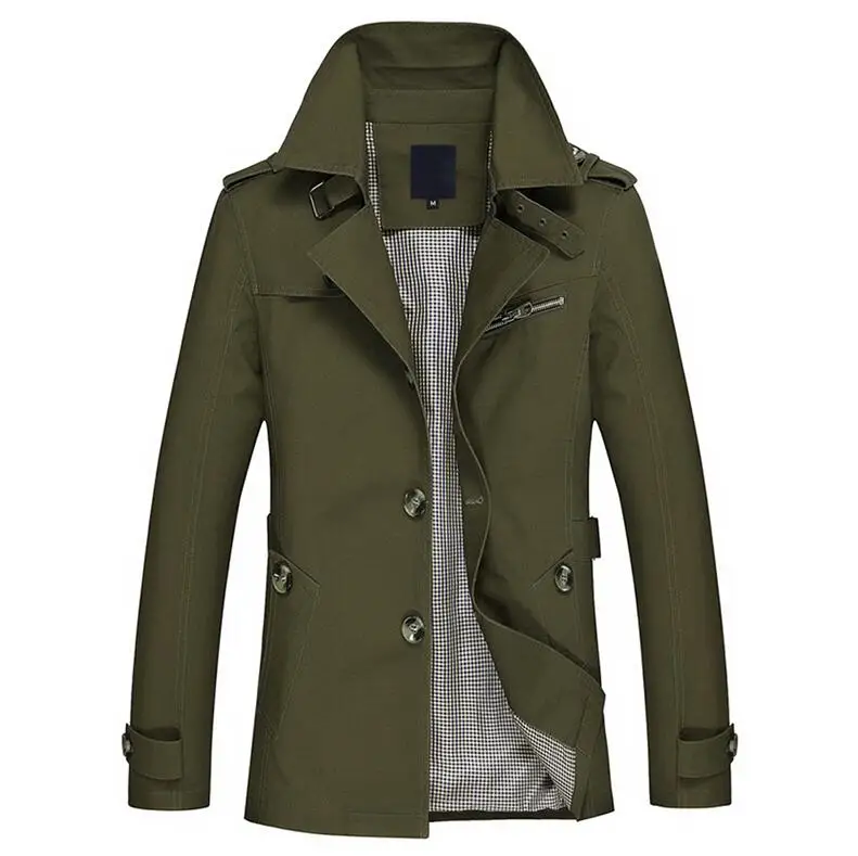 YUNCLOS осенне-зимнее мужское пальто, однобортное длинное пальто, ветрозащитное тонкое пальто для мужчин размера плюс, пальто - Цвет: Армейский зеленый