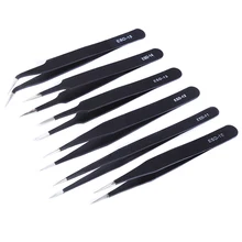 6 шт./лот точный ESD нержавеющая сталь tweezers изогнутый Анти-статический Пинцет пинцеты электронный мобильный телефон инструмент для ремонта