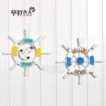

Sand tramp blue white Mediterranean home decor wood rudder pendant children's room background wall ornaments