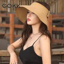 Женская Соломенная шляпка COKK Пляжная Складная с широкими полями
