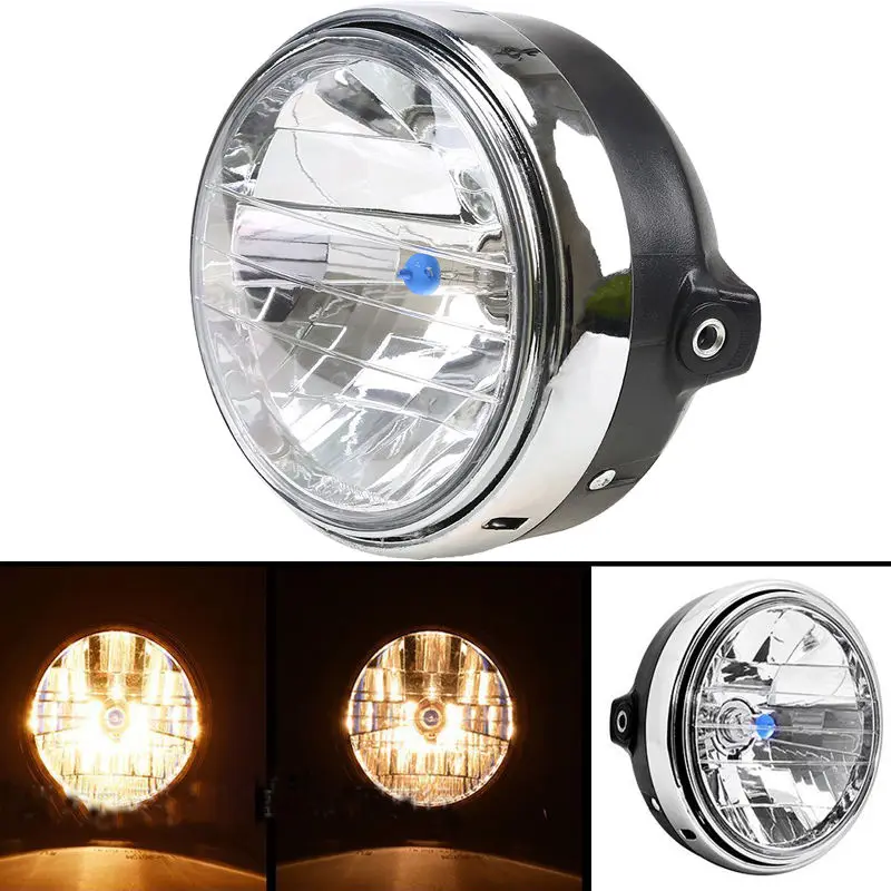 Buy Round Chrome Motorcycle Headlight Head Lamp Amber