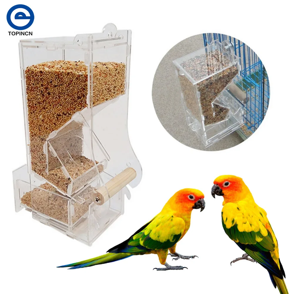 Acrylic Automatic Bird Feeder Pet Bird Cage Feeder Food Container