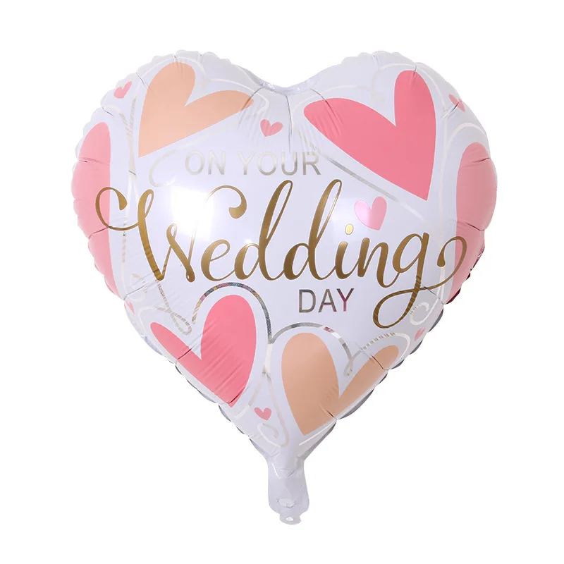 

18Inch Heart Shape Aluminum Film Balloons Printed with Wedding Married Air Balloons Wedding Celebration Decor Party Supplies