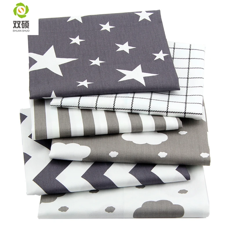 

Shuanshuo 6PCS/lot Cartoon Style Cotton Quarter Bundles Fabric Sewing For Decoration Hat Bag Bell Doll Stocking Quiltin40x50CM