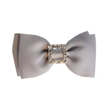 Diamante Double Bow Shell Grey