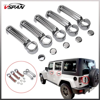 

5pcs Triple Chrome Plated ABS 4 Door Handle Cover + Tailgate Handle Cover for Jeep Wrangler JK 07-17 /For Jeep Liberty 08-12 etc