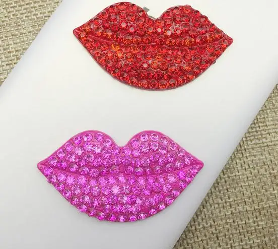 

(100pcs/lot) 3Colors Romantic Handmade Sexy Lips Shape Metal Full Rhinestone Button Alloy Crystal Flatback Phone Embellishment