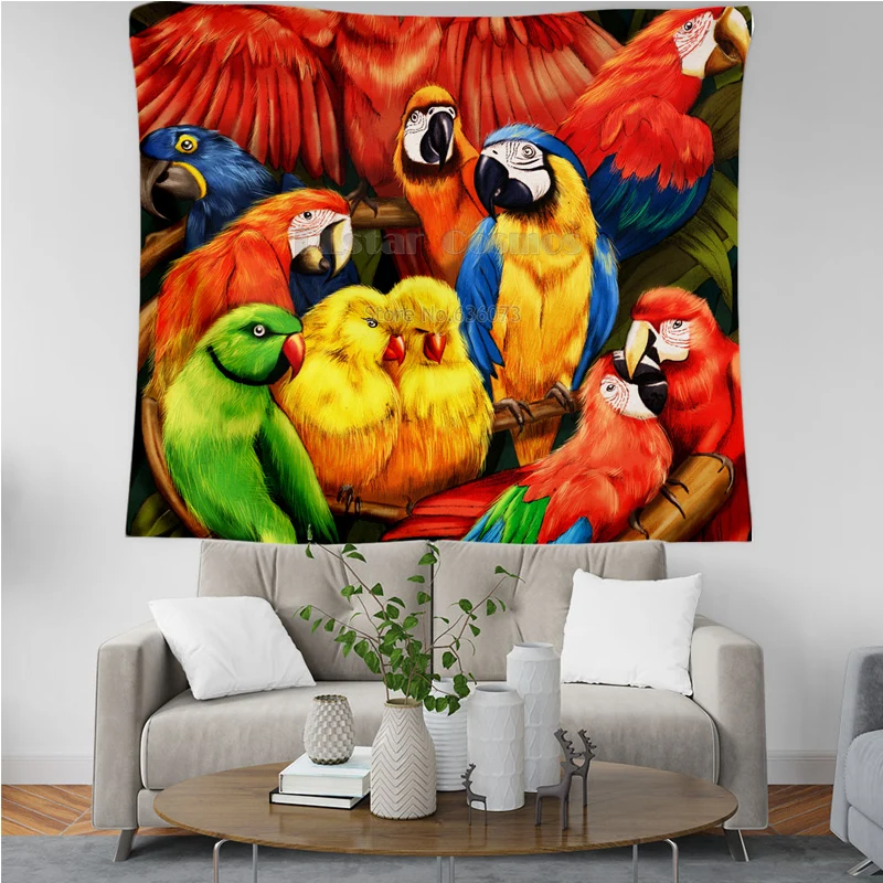 

PLstar Cosmos Tapestry Parrot Flower 3D Printing Tapestrying Rectangular Home Decor Wall Hanging New style 7