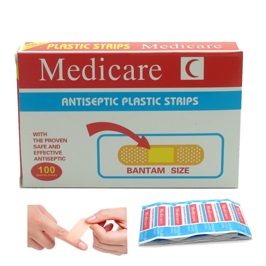 100pcs/1Box Emergency first aid bandage waterproof liner sterile gauze pad Band Aid adhesive